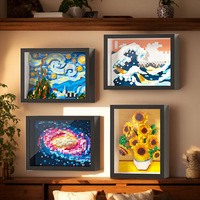 Puzzle de micro-particules transfrontalier, modèle de peinture célèbre mondiale, jouet DIY, Ciel étoilé Van Gogh, Tournesol, Cadre photo Rêve, ABS 14+