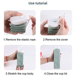 Factory Travel Portable 620ml Silicone Folding Cup with logo Water Cup BPA Free Silicone Camping Hiking Water <b>Bottle</b> 21 oz - Product Image 5