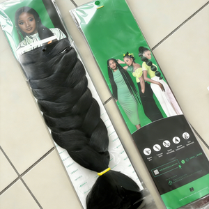 Cabello Sintético Preestirado <span class=keywords><strong>de</strong></span> Fibra <span class=keywords><strong>de</strong></span> Baja Temperatura para Trenzas Jumbo, 82 Pulgadas, 165g, <span class=keywords><strong>de</strong></span> Una Sola Tira, para Crochet - Product Image 1