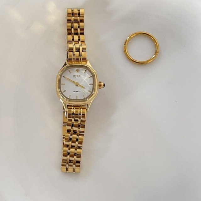 IEKE French Style Retro Summer Women's Simple Square Stainless Steel Band Fashion Quartz Watch