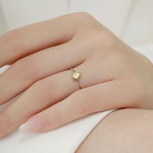 Dylam New Arrival Minimalist Women Jewelry Manufacturer OEM ODM 18K Gold <b>Thin</b> Tiny Chic Oval Yellow Diamond Zircon <b>Rings</b> - Product Image 3