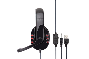 Auriculares con Cable de 3.5mm, Botón de Volumen, Luz LED, USB, Sonido Estéreo para PC, con Micrófono, Auriculares Supraaurales, Auriculares para Juegos SY733MV - Product Image 3