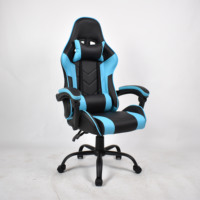 Chaise de jeu en cuir bleu avec base en métal, mousse haute densité, chaise de jeu ergonomique inclinable, haute qualité