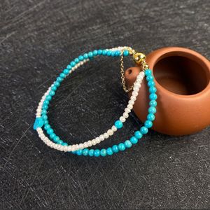 สร้อยข้อมือแบบทำมือของผู้หญิงสีเทอร์ควอยซ์หรูหราเป็นของขวัญสไตล์คลาสสิกรูปทรงเรขาคณิตของผู้จำหน่ายที่ดีสำหรับเด็กผู้หญิง - Product Image 1