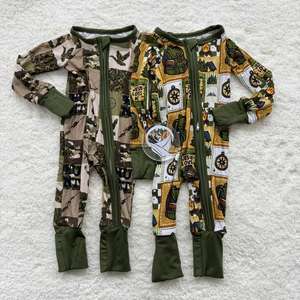 OEM Toptan Çocuk Unisex Sonbahar Rastgele Batı Baskılı Bambu Uzun Kollu Çift Fermuarlı Tulum Bebekler ve Yürümeye Başlayan Çocuklar İçin Günlük - Product Image 3