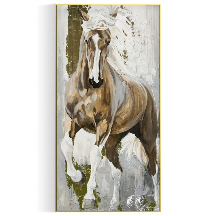 ป๊อปอาร์ตภาพวาดศิลปินสัตว์ภาพวาดผ้าใบที่กำหนดเองแฮนด์เมดอะนิเมะม้าขาวตกแต่งภาพวาดสีน้ำมัน