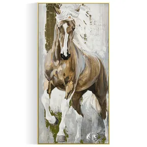 ポップアート絵画アーティスト動物絵画カスタムキャンバス手作りアニメ白い馬の装飾油絵