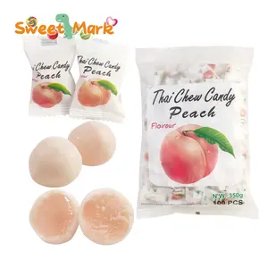 泰国咀嚼糖果桃子味糖球中心填充软糖