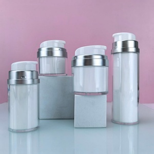Factory Price 15ml 30ml 50ml 100g Acrylic Lotion Luxury White Serum Matte PP Silver <b>Pump</b> Airless Jar Airless <b>Pump</b> <b>Bottle</b> - Product Image 1