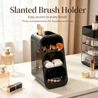 Boîte de rangement cosmétique de bureau grande capacité, multi-compartiments, pour le rangement des soins de la peau, avec gobelet amovible pour pinceaux de maquillage