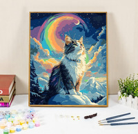 Lukisan bunga langit bintang kucing kuning dengan angka DIY dilukis tangan Modern ramah lingkungan kanvas cetak Digital