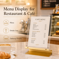 Support de signalisation magnétique en acrylique avec base, cadre transparent double couche pour menu, numéro de table, signalisation « réservé »
