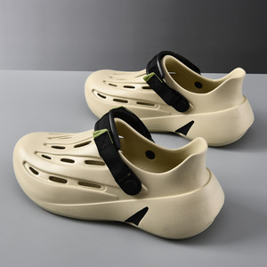 Sandales Crocs pour hommes, sangle blanche et verte, semelle épaisse en EVA, antidérapante, respirante, chaussures d'eau pour la plage et l'été - Product Image 2