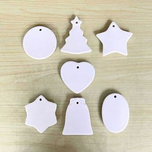 Ornements de Noël vierges en céramique pour sublimation, ronds, pour l'artisanat de Noël - Product Image 1