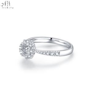 Bague de fiançailles classique la plus populaire Halo en or blanc massif 18 carats avec diamant naturel véritable, bague semi-montée pour femme, alliance - Product Image 4