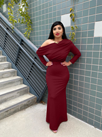 Vestido de Noche Elegante de Alta Calidad con un Solo Hombro Descubierto y Manga Larga para Fiestas Formales