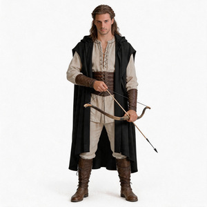 Cape de chevalier médiéval haut de gamme pour adulte, unisexe, à capuche, pour cosplay, Halloween, guerrier, elfe, jeu de rôle - Product Image 3