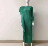 Lady Elegant Plus Size Long Bodycon Indian Evening Birthday Dress Pleated Long Sleeve Ruffle Women's Abaya Women Muslim Dress