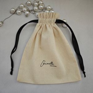 Sac à cordon en coton de luxe, pochette personnalisée pour accessoires de créateur, pour le rangement de bijoux, organiseur portable, sac cadeau réutilisable - Product Image 4