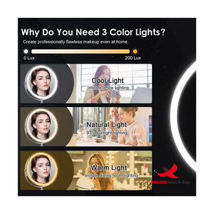 Non-Slip 360 Degree Rotation Lighted Bathroom LED Cosmetic <b>Mirror</b> Vanity Magnifying Swivel Tabletop LED Makeup <b>Mirror</b> - Product Image 2