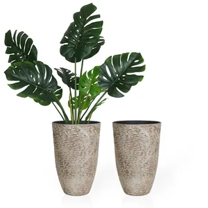 卸売大容量プラスチック2個背の高い植物盆栽ガーデンプラスチック植木鉢セット