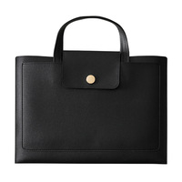 Maletín de Negocios de Lujo, Bolsa de Mano de PU Suave para Oficina, con Cierre de Botón a Presión, Impermeable, Almacenamiento de Archivos A4, Forro de Nailon Personalizado