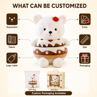 Ours en peluche avec corps en forme de gâteau aux fraises, jouet en peluche blanc doux, cadeau en forme de dessert