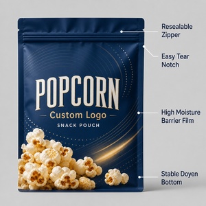 Bolsa para <span class=keywords><strong>Palomitas</strong></span> Personalizada con Impresión, Impermeable, de Aluminio, con Fondo Plano y Cierre para Alimentos Inflados - Product Image 4