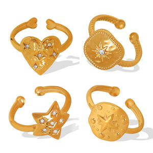 Geometric Gold Plated Open <b>Ring</b> With Diamond Pave Setting For Women Gift Jewelry - Product Image 5