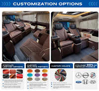 Sièges de capitaine en cuir marron avec surpiqûres en losange, repose-jambes électrique et table pliante pour Mercedes Classe V, Classe V Sprinter, Viano