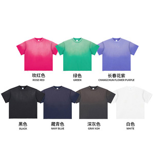 Wholesale 100% Cotton Heavyweight Oversized Men T Shirt Custom DTG Print Acid Washed Distressed Tee Spray with Horse <b>Chestnut</b> - Product Image 3