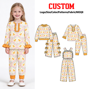 Combinaisons pour filles à imprimé fleurs personnalisées, tenues de Pâques, boutique Trendyism, spandex/coton biologique, vêtements doux en gros - Product Image 1