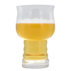 工厂批发优雅异型酒杯定制标志印刷透明苏打啤酒新设计15盎司IPA工艺啤酒杯