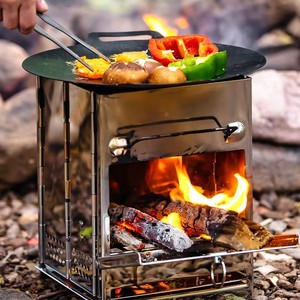 Parrillas de Barbacoa Plegables Multifuncionales 2 en 1 de Acero Inoxidable para Acampar y Cocinar con Leña - Product Image 6