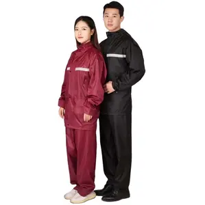 Hot sale polyester riancoats hi viz rain suit adults waterproof raincoat motorcycle for men's rain jackets and pants