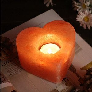 Porte-bougie en sel de l'Himalaya, forme cœur, étoile, triangle, lampe en sel de roche naturel fait main, décoration d'intérieur - Product Image 2