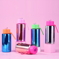 Peiway 1000ml Isolation sous vide réutilisable Galvanoplastie Tasse thermos en acier inoxydable avec paille