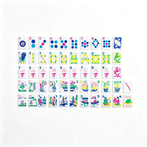 Mahjong américain en acrylique blanc pur, avec des éléments représentant des belles femmes chinoises antiques naviguant sur un <span class=keywords><strong>lac</strong></span> et des motifs floraux. - Product Image 1
