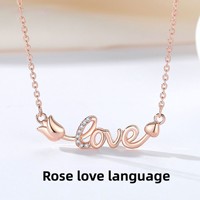 Kalung Liontin Wanita Cantik Desain Motif Bunga 'Hati Pemberani' Bertema Mawar Hadiah untuk Wanita Grosir Lapis Emas Rose Gold