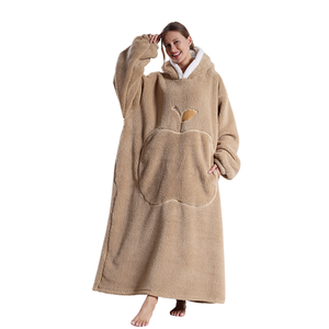 Factory Custom Printing Oversized <strong>Long</strong> Wearable Sherpa Flannel Fleece TV Cuddle <strong>Snuggle</strong> Blanket with Sleeves and Pockets <strong>Hoodie</strong> - Product Image 2