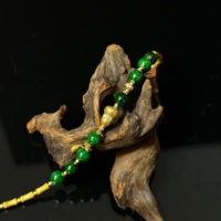Bracelet en jadéite naturelle de Birmanie de qualité A, perles rondes, charme en forme de gourde, bracelet en jadéite de haute qualité, cadeau en jadéite pour femmes (avec NGTC)