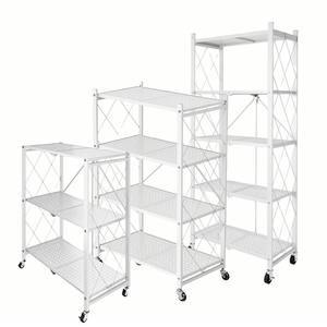 Étagères en métal à 4/5 niveaux avec roues Salon parfum vernis à ongles présentoir à chaussures pour perruques cuisine pliante - Product Image 1