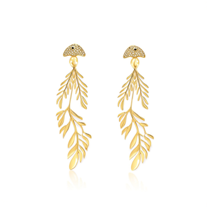 Pendientes de Moda con Baño de Oro PVD, Acero Inoxidable 316L, Diseño de Hoja Resistente y Sostenible - Product Image 2