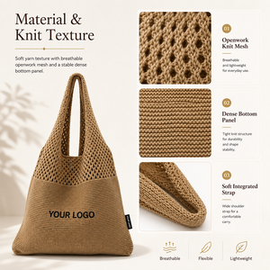 Bolso de Hombro de Punto Jacquard Personalizado con Etiquetas Tejidas para el Mercado de Promoción Norteamericano, Bolso de Regalo Ligero - Product Image 4