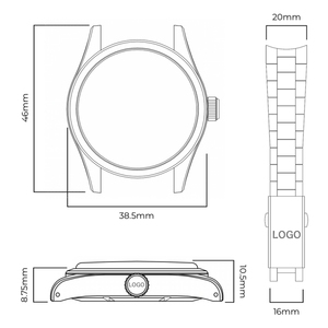 Reloj de pulsera de lujo para hombre con caja y correa de acero inoxidable sólido de grado médico 316L con logotipo personalizado, 38 mm, movimiento automático Miyota 9015 - Product Image 4