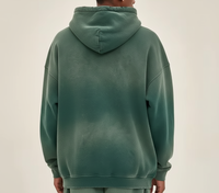 Hoodie unisexe épais délavé, teint par pulvérisation, effet vieilli, coupe ample, délavé à l'acide, tendance, personnalisable