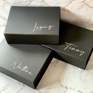 Scatole regalo pieghevoli con chiusura magnetica pieghevole per abbigliamento con patta magnetica nera di lusso personalizzata per proposta di damigella d'onore personalizzata - Product Image 2