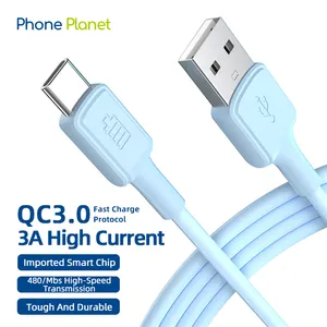 Phone Planet wholesale customized logo 3A USB A type c Charging Cable USB 2.0 quick charging 18w date usb cable