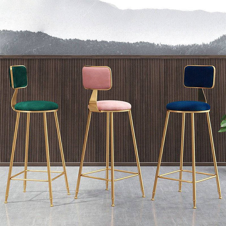 Coral Pink Velvet Bar Stool With Gold Legs atelieryuwa.ciao.jp