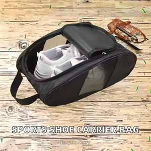 Sac de rangement promotionnel pour chaussures de sport, de football, de gym, en maille respirante, en nylon, avec fermeture éclair, portable, anti-poussière, pour chaussures de golf - Product Image 2